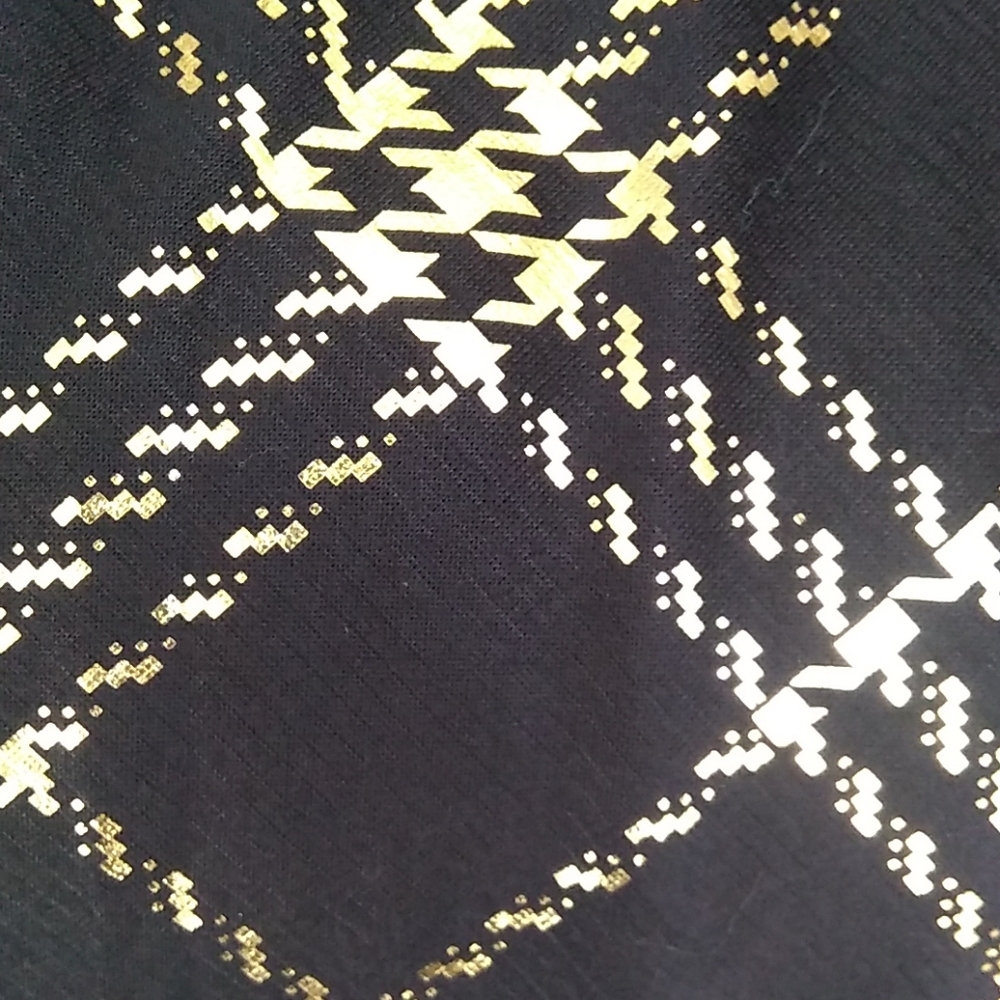 Laura Scott Black And Gold Houndstooth Plaid A‎ Line Skirt Academia Office Siren - Picture 4 of 10